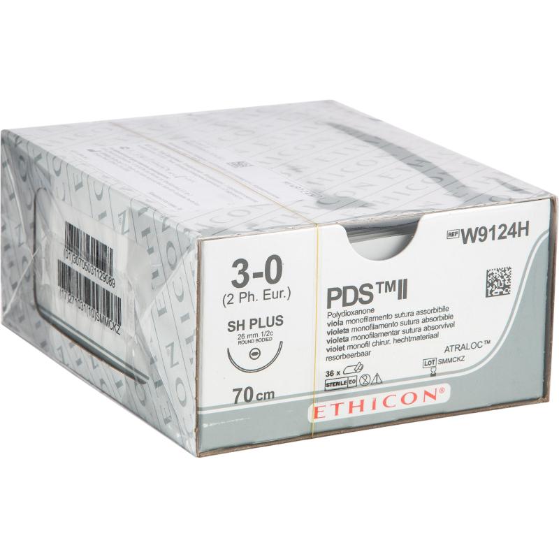 Шовный материал ПДС II 3/0, 70 см, кол. 26 мм, 1/2,W9124H,36шт/уп