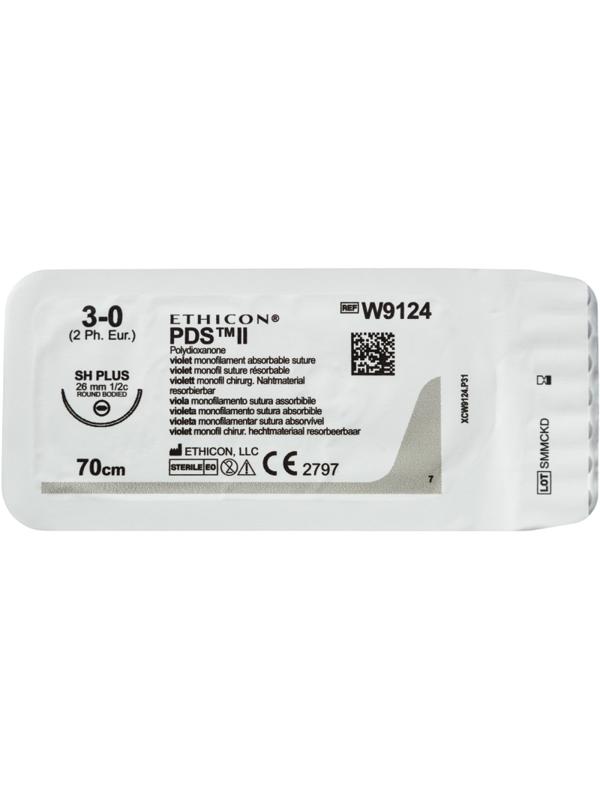 Шовный материал ПДС II 3/0, 70 см, кол. 26 мм, 1/2,W9124H,36шт/уп