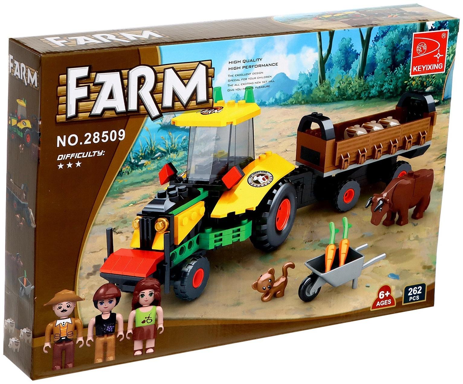 Конструктор Ферма «Трактор с телегой», 262 детали