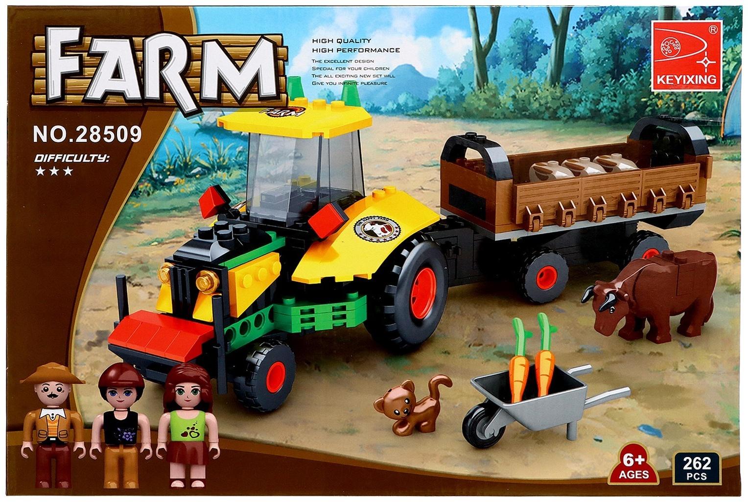 Конструктор Ферма «Трактор с телегой», 262 детали