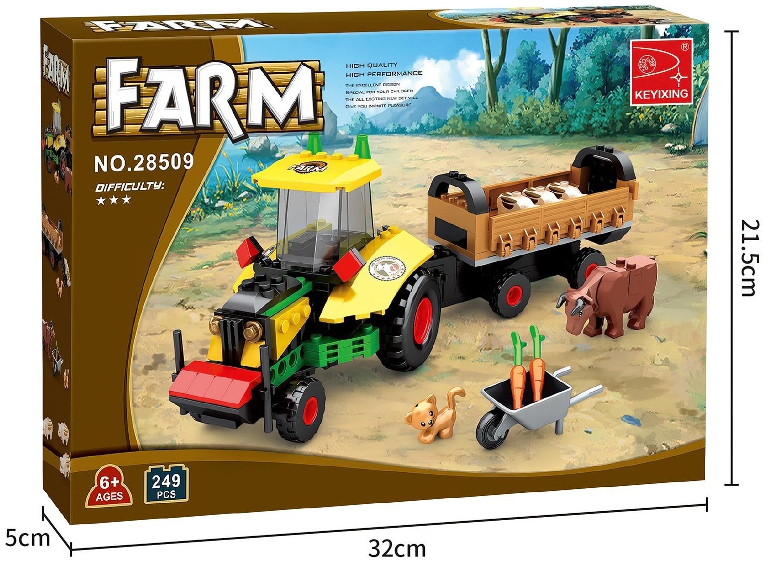 Конструктор Ферма «Трактор с телегой», 262 детали