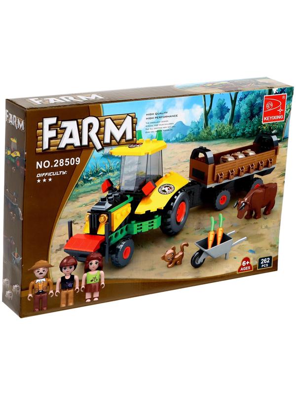 Конструктор Ферма «Трактор с телегой», 262 детали