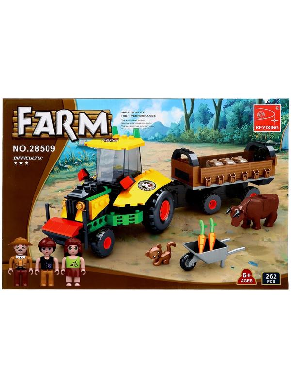 Конструктор Ферма «Трактор с телегой», 262 детали