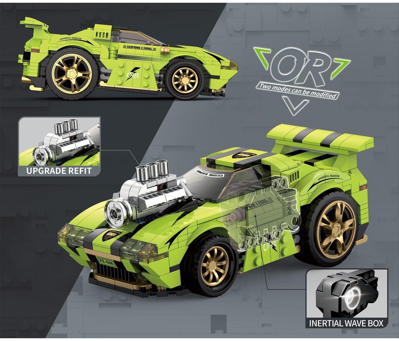 Конструктор Гонка «Цикада», инерционный механизм, 443 детали