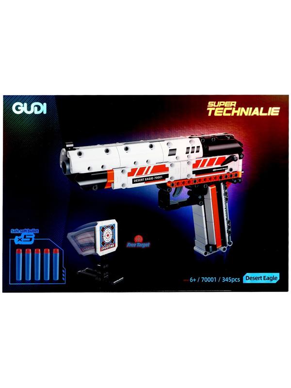 Конструктор Gudi Оружие Desert Eagle 70001, стреляет мягкими пулями / 345 деталей