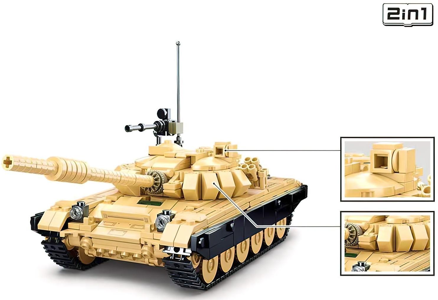 Конструктор Модельки «Боевой танк Т72», 2 варианта сборки, 770 деталей