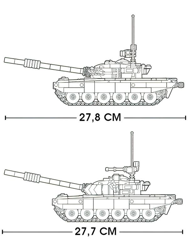 Конструктор Модельки «Боевой танк Т72», 2 варианта сборки, 770 деталей