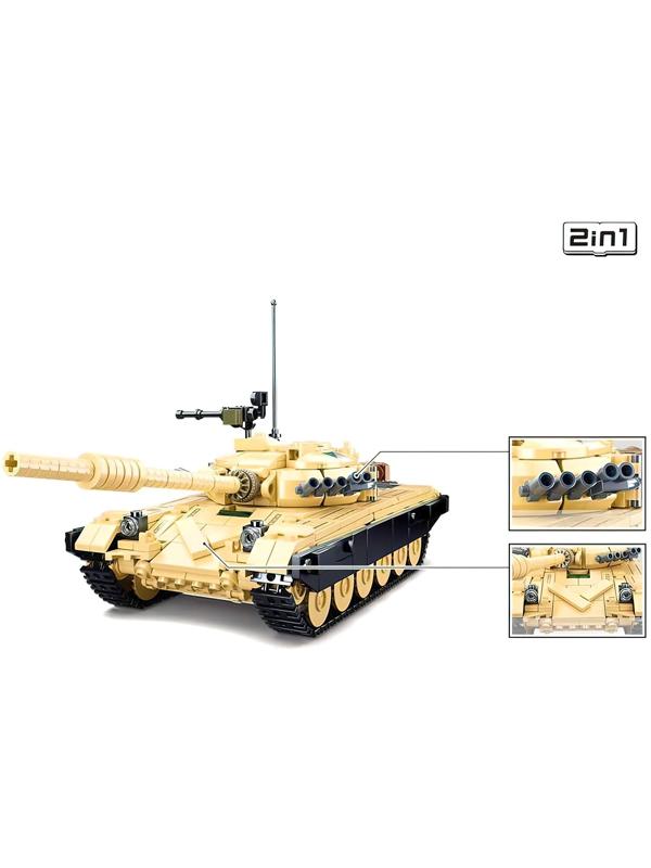 Конструктор Модельки «Боевой танк Т72», 2 варианта сборки, 770 деталей