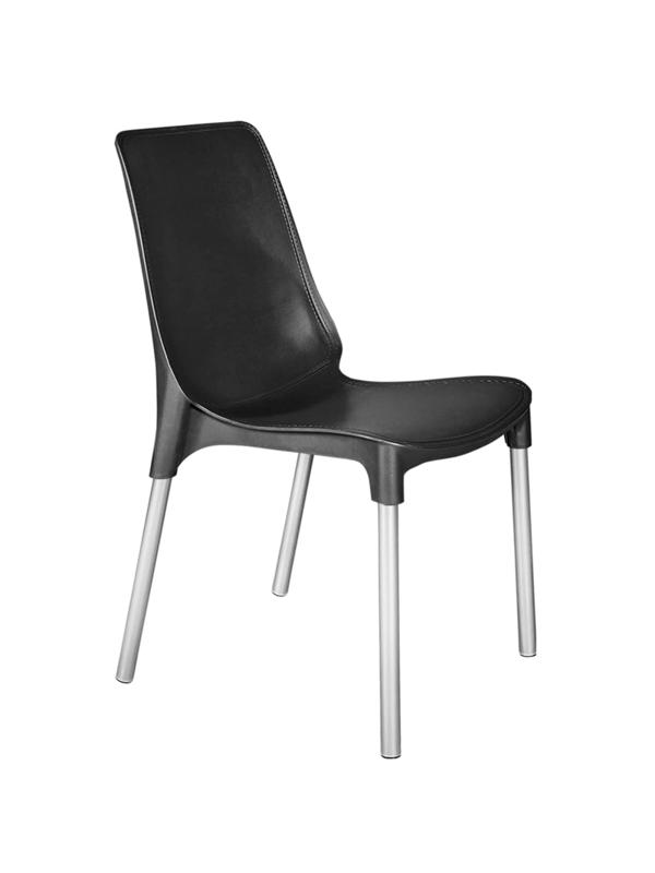 Стул для столовых EL_SHT-S75 пластик черный/хром лак