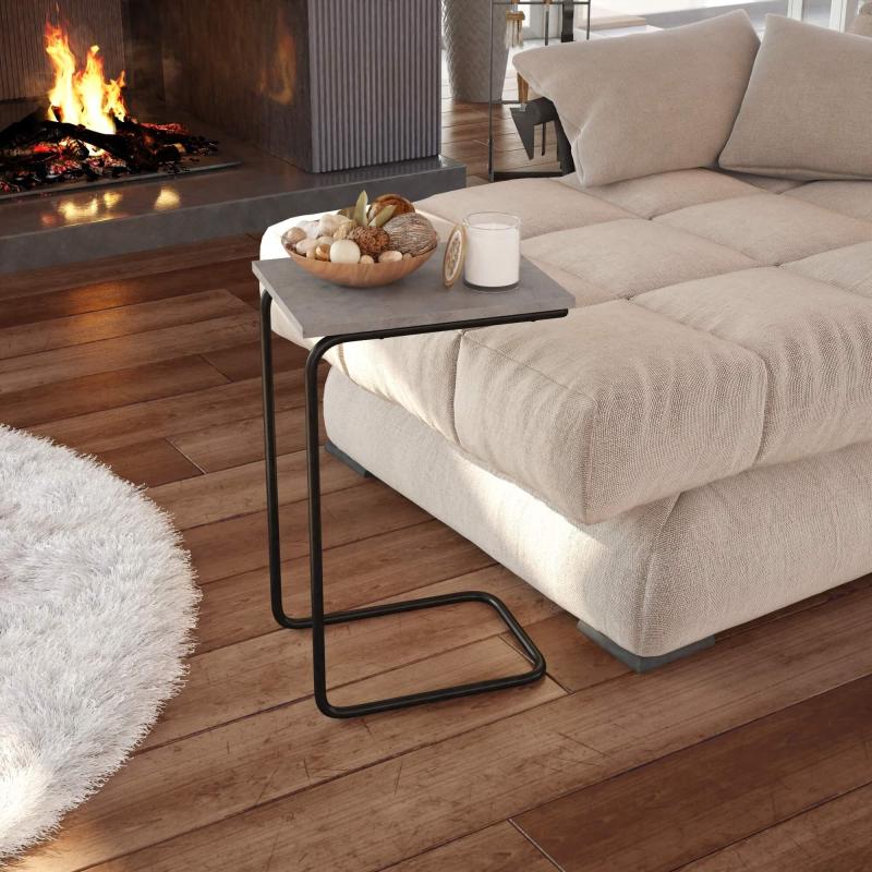 Стол журнальный EL_Sheffilton SHT-CT9 бетон чикаго светл/черн муар (205155)