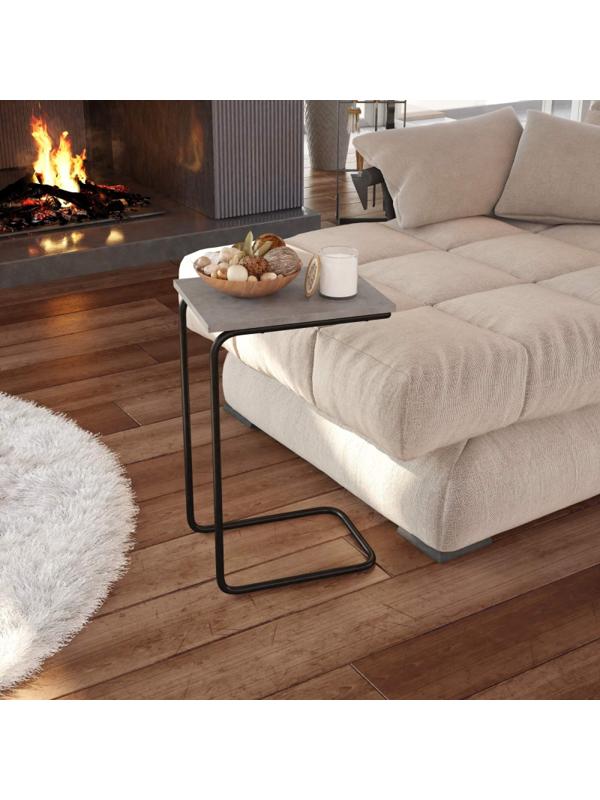 Стол журнальный EL_Sheffilton SHT-CT9 бетон чикаго светл/черн муар (205155)