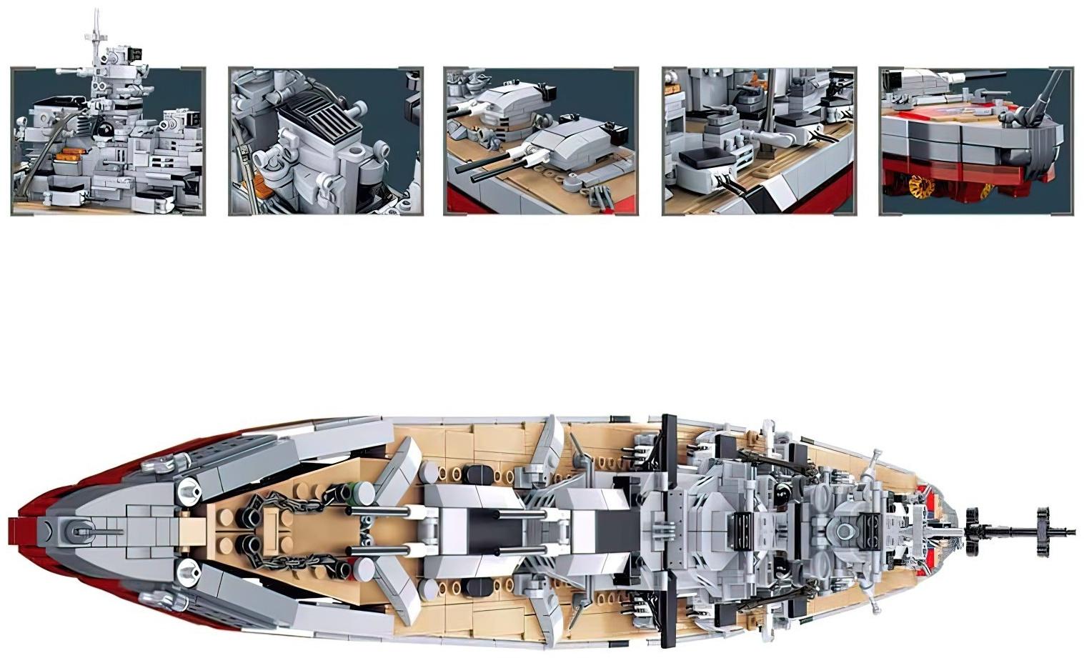 Конструктор Модельки «Боевой корабль Бисмарк», 2 варианта сборки, 1849 деталей
