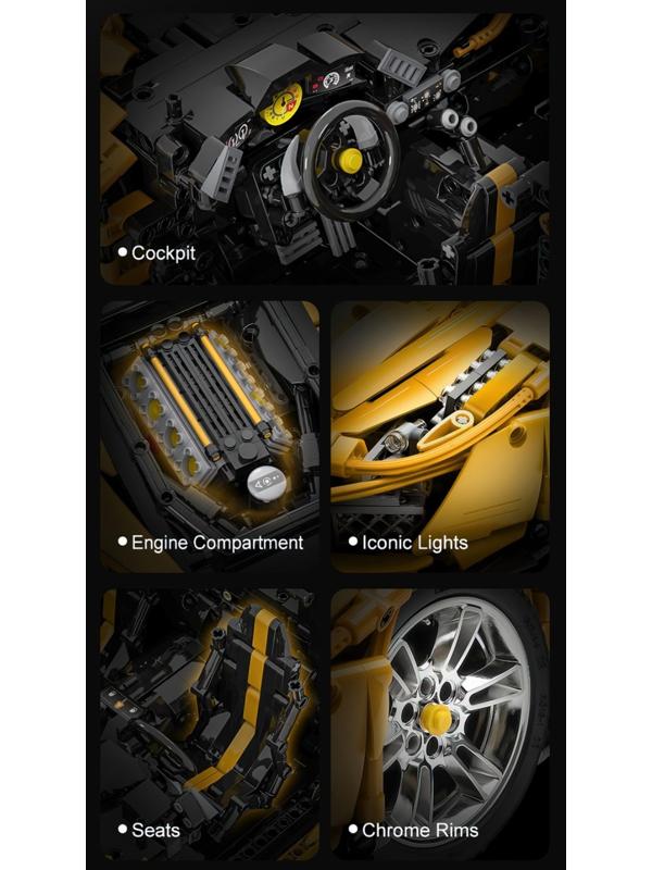 Конструктор радиоуправляемый CaDA 1:8 «Автомобиль Ferrari 458 Italia» C61057W / 3187 деталей