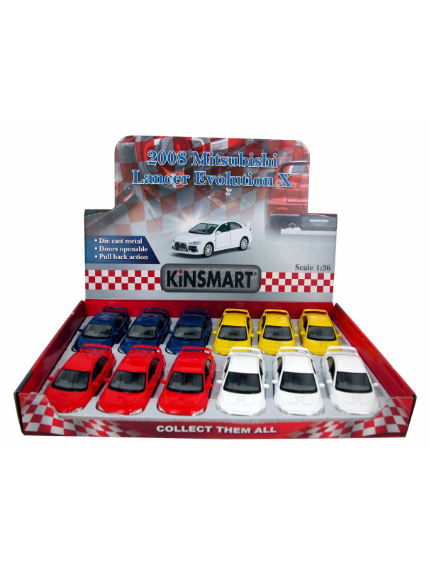 Металлическая машинка Kinsmart 1:36 «2008 Mitsubishi Lancer Evolution X» KT5329D инерционная / Белый