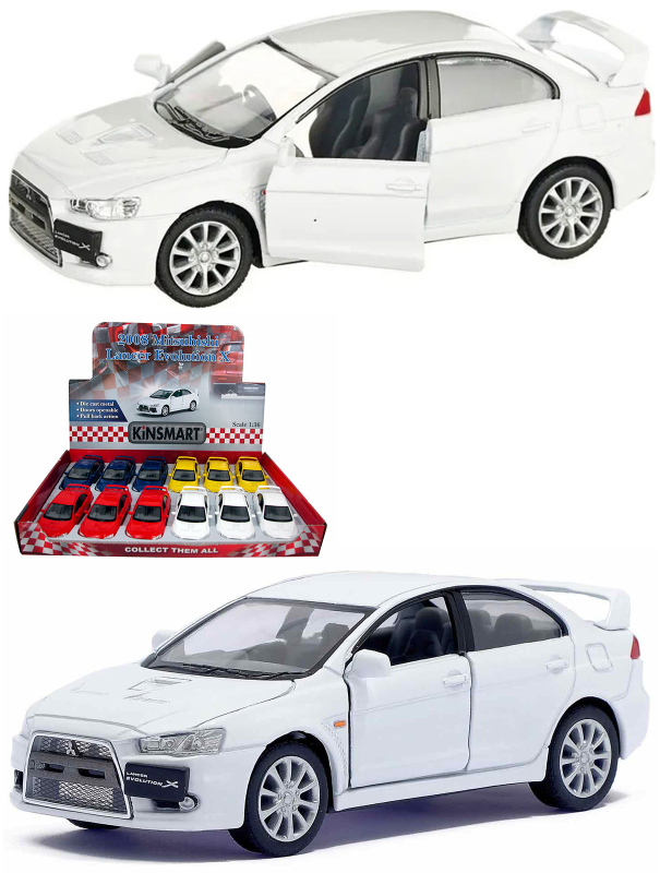 Металлическая машинка Kinsmart 1:36 «2008 Mitsubishi Lancer Evolution X» KT5329D инерционная / Белый