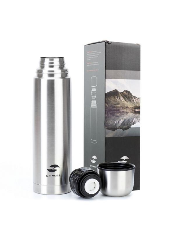 Термос Stinger, 1 л, узкий, сталь, серебристый HB-1000