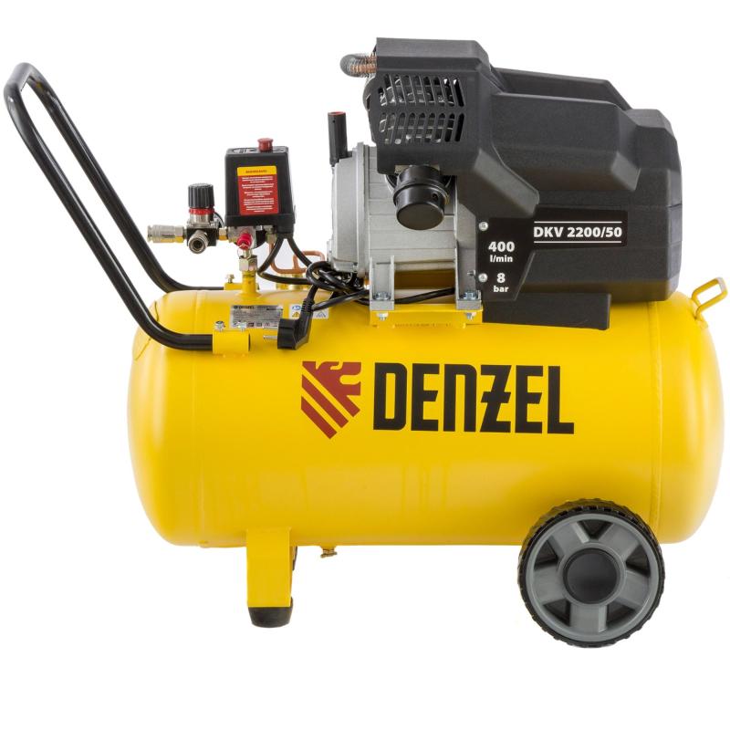 Компрессор поршневой DENZEL DKV2200/50, Х-PRO 400 л/мин, 50 л (58083)