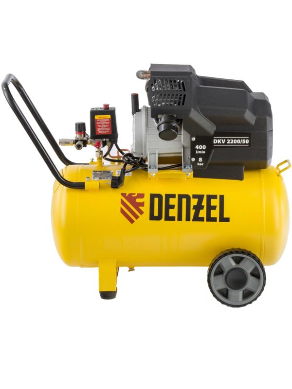 Компрессор поршневой DENZEL DKV2200/50, Х-PRO 400 л/мин, 50 л (58083)