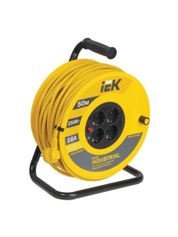 Удлинитель на катушке IEK УК50 4х50м 16А IP20 3х1.5 с/з WKP15-16-04-50