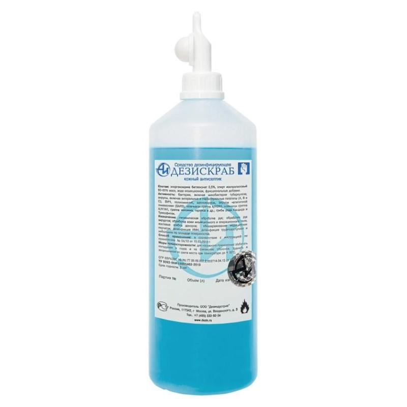 Антисептик дезискраб голубой 1л (диспенсопак)