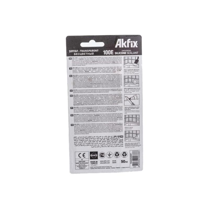 Герметик силиконовый универсальный Akfix 100E, позрачный, 50 мл. (SA111)