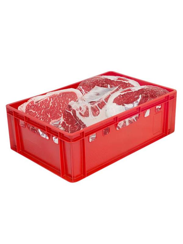Ящик мясной Е2 с гладким дном 600x400x200_красный арт.207 гд