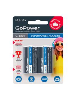 Батарейка GoPower LR14 C 2шт/бл Alkaline 1.5V (2/12/192)