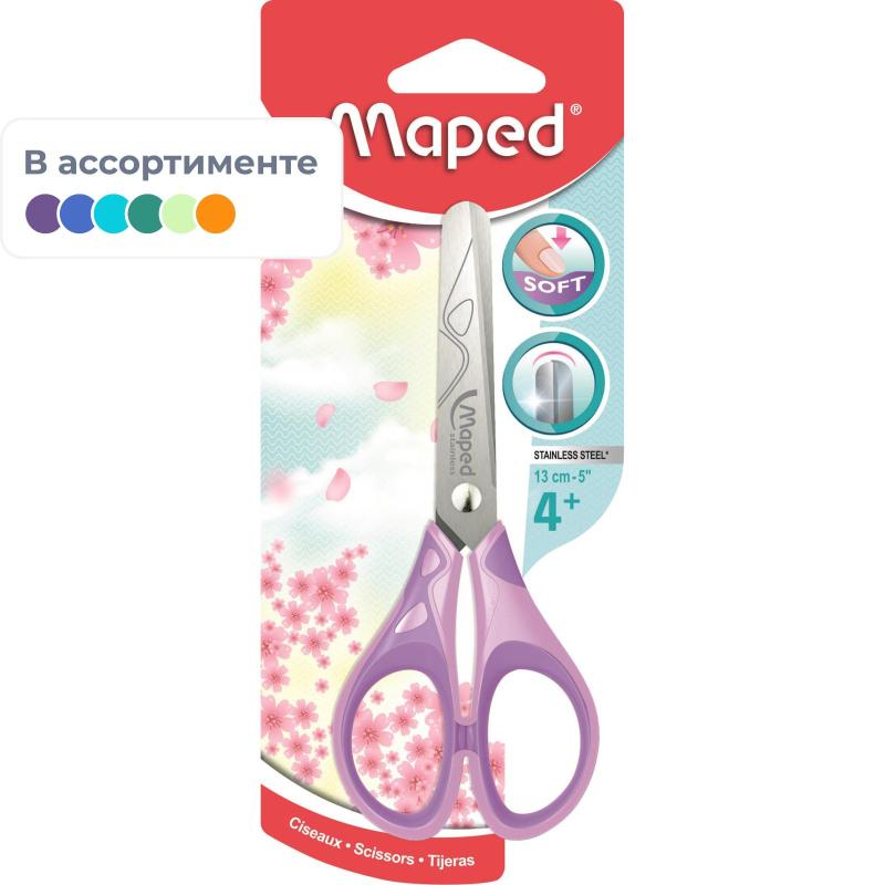 Ножницы Maped ESSENTIALS SOFT PASTEL 130мм,прорезин.симм.руч,ассорт,464411
