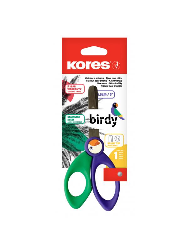 Ножницы детские Kores Birdy,125мм,с пластик. ручками, тупоконечные, ассорти