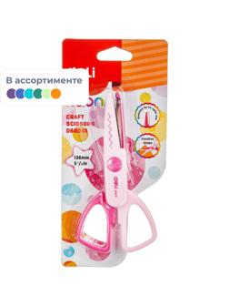 Ножницы детские  Deli ED60001 Neon 136мм, пласт. ручки, сталь,ассорт,блис