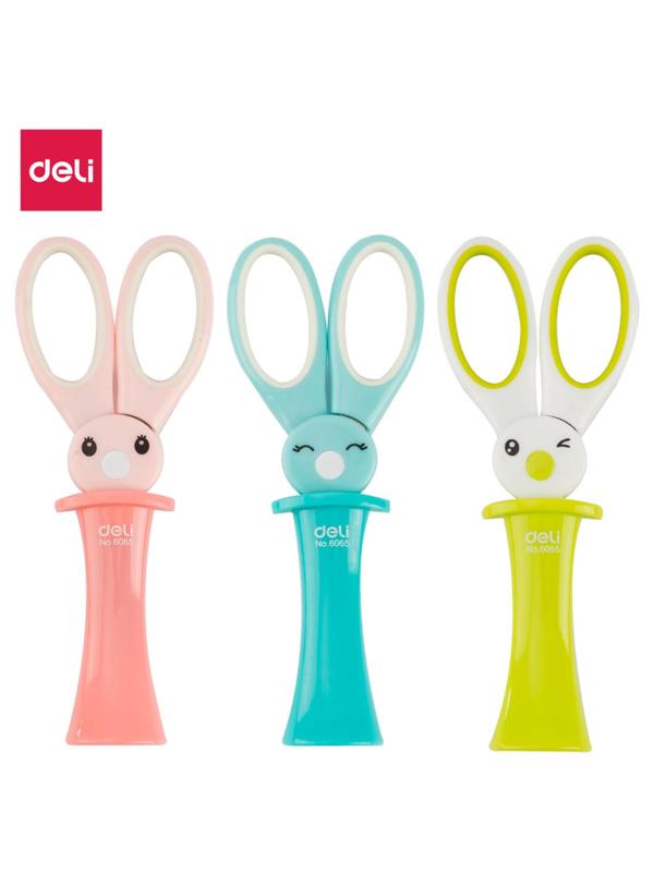 Ножницы детские Deli E6065 Magic Rabbit 135мм ТПЭ сталь ассорти блистер