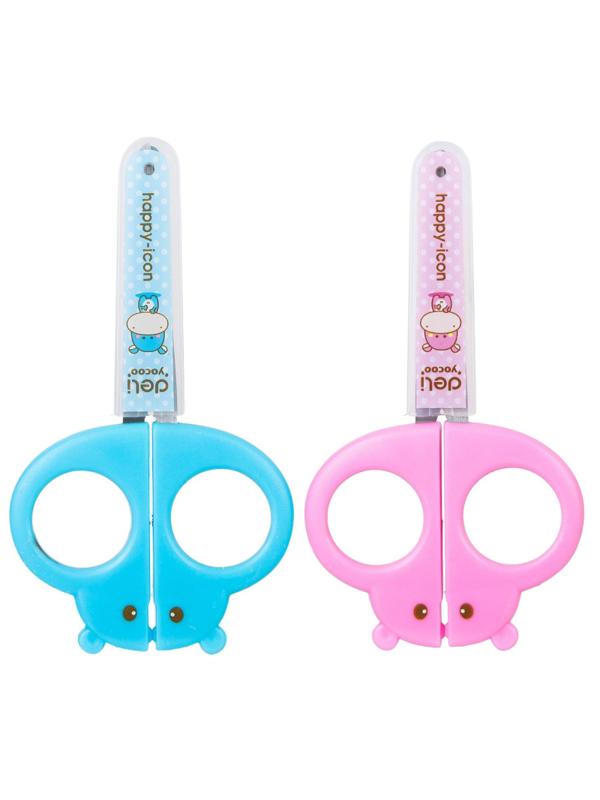 Ножницы детские 128мм Deli E6032, симметр.пласт.ручки,защитн.колп,розовый