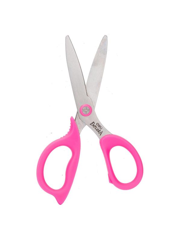 Ножницы детские Deli Explora E77755, сталь, ассиметр ручки, 135 мм, розовый