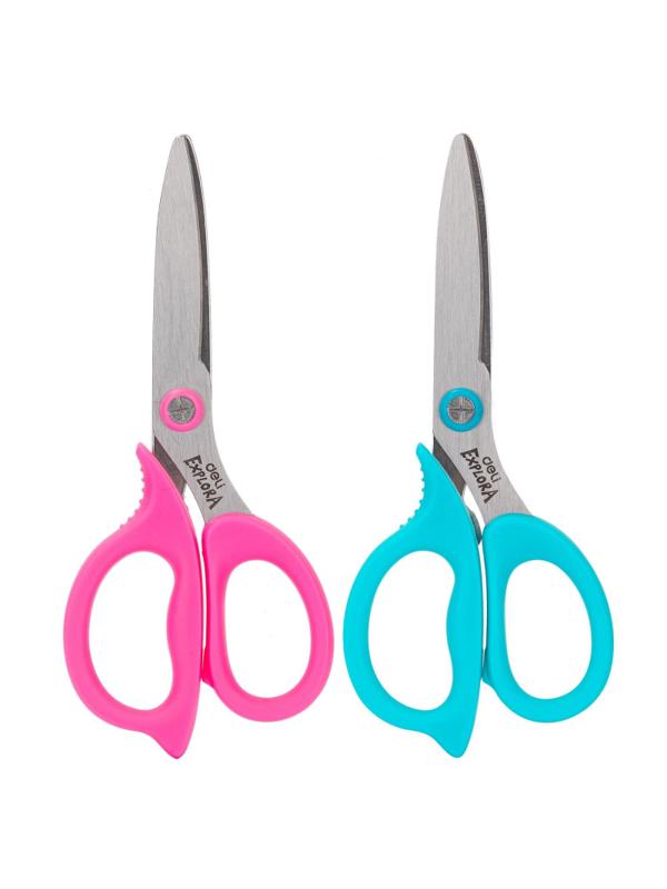 Ножницы детские Deli Explora E77755, сталь, ассиметр ручки, 135 мм, розовый