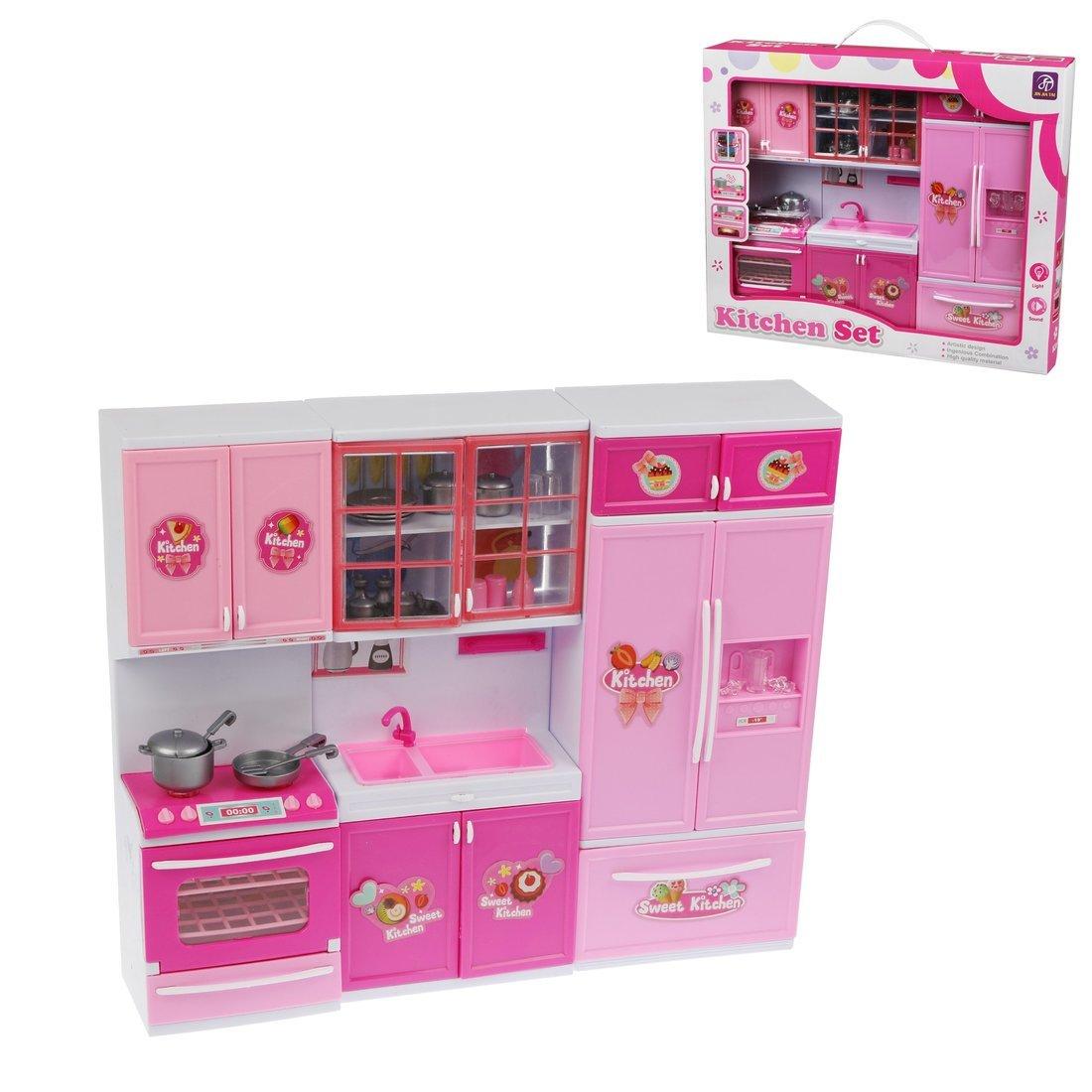 ДЕФЕКТ УПАКОВКИ Игровой набор Кухня 3-х секционная, в компл. 39 аксесс., свет,
звук, бат.ААА*2шт. в компл.не вх., кор.
