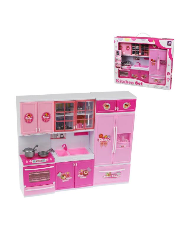 ДЕФЕКТ УПАКОВКИ Игровой набор Кухня 3-х секционная, в компл. 39 аксесс., свет,
звук, бат.ААА*2шт. в компл.не вх., кор.