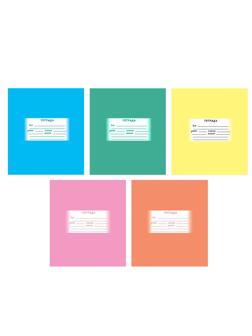 Тетрадь школьная А5 12л,косая линия,скрепка  Однотонная ТШ12К905/6 в ассорт