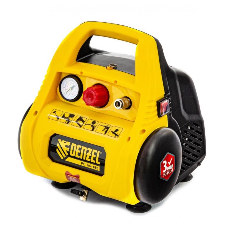 Компрессор поршневой безмасляный DENZEL РС 1/6-180 180 л/мин, 6 л (58057)