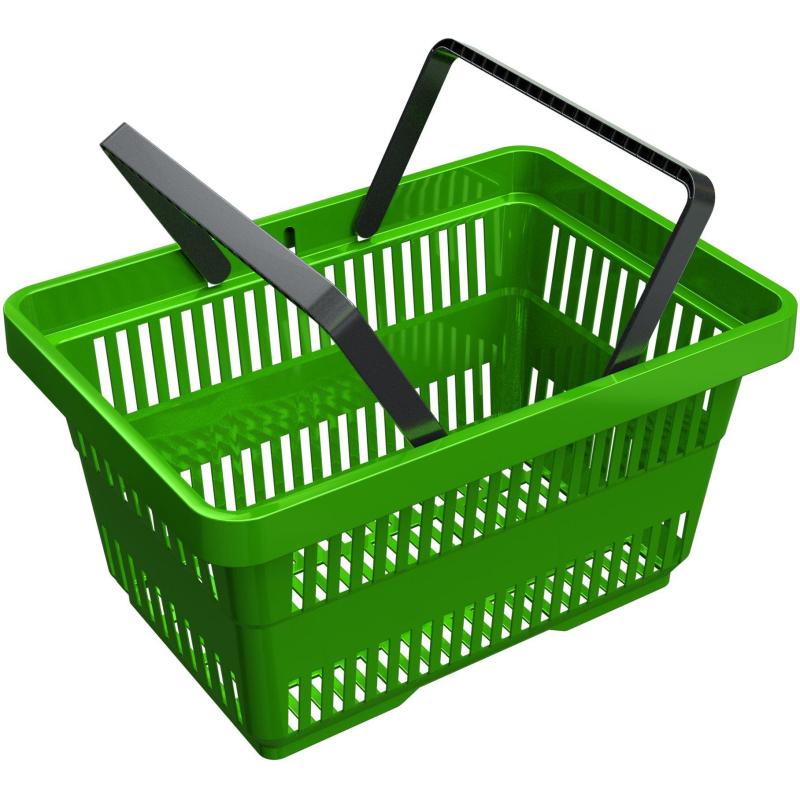 Корзина покупательская ИД пластик с 2-мя ручками на 28 л (5 шт/уп) зеленая