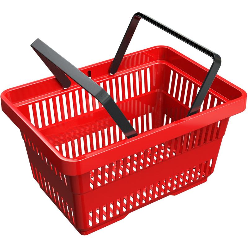 Корзина покупательская ИД пластик с 2-мя ручками на 28 л (5 шт/уп) красная