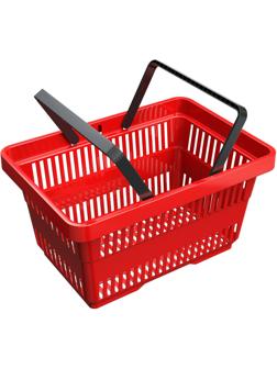 Корзина покупательская ИД пластик с 2-мя ручками на 28 л (5 шт/уп) красная