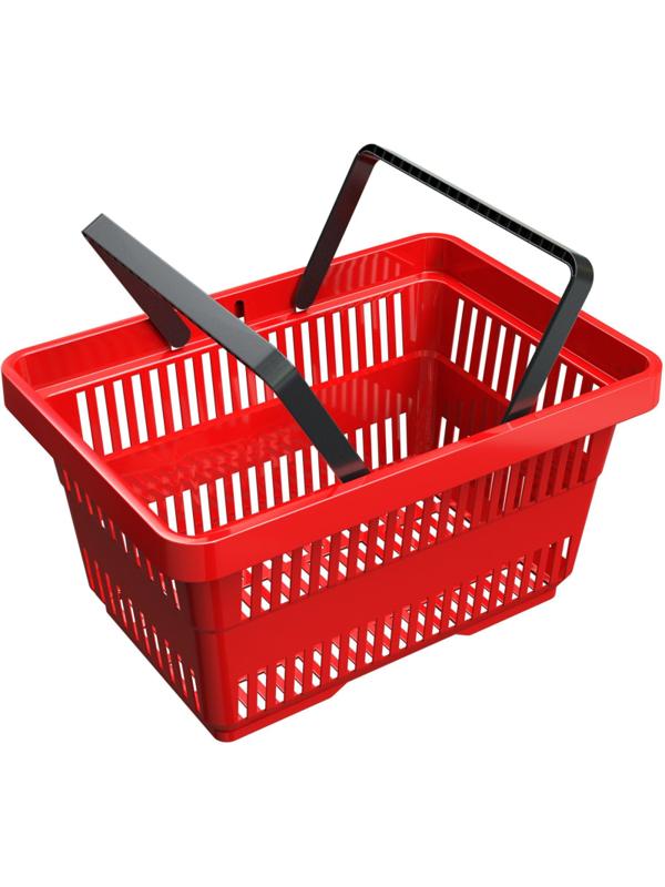 Корзина покупательская ИД пластик с 2-мя ручками на 28 л (5 шт/уп) красная