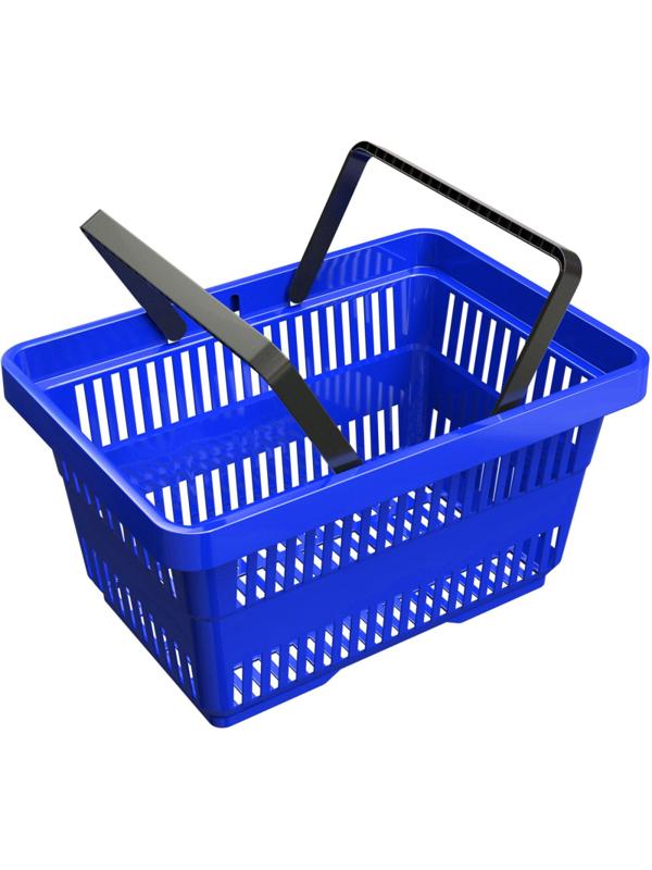 Корзина покупательская ИД пластик с 2-мя ручками на 28 л (5 шт/уп) синяя