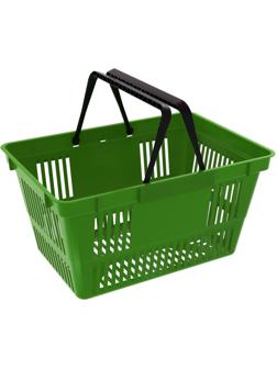 Корзина покупательская ИД пластик с 2-мя ручками на 22 л (5 шт/уп) зеленая