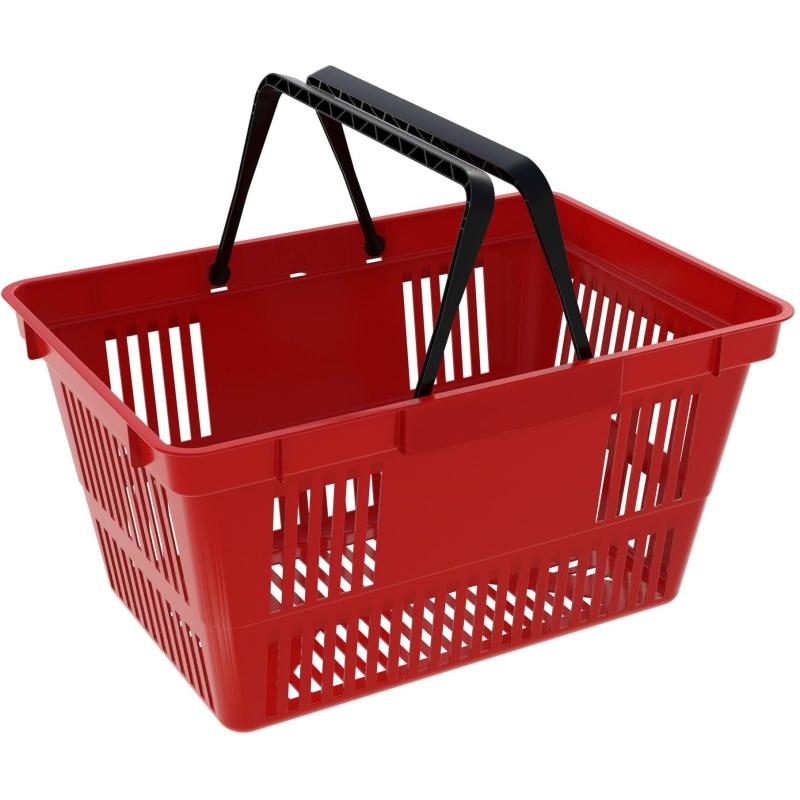 Корзина покупательская ИД пластик с 2-мя ручками на 22 л (5 шт/уп) красная