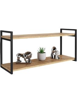 Полка KD настенная Колибри-2, 2 ярус. каркас черный/ЛДСП дуб буратти