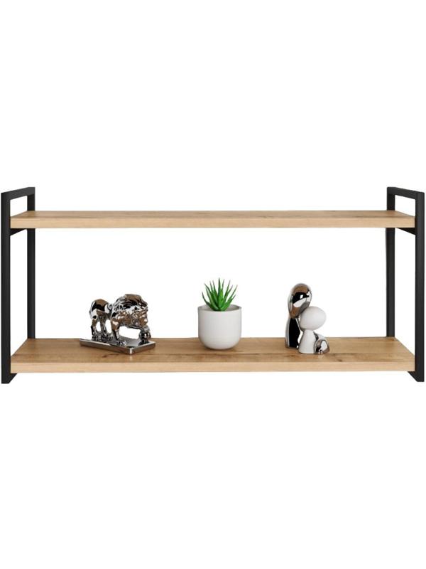 Полка KD настенная Колибри-2, 2 ярус. каркас черный/ЛДСП дуб буратти