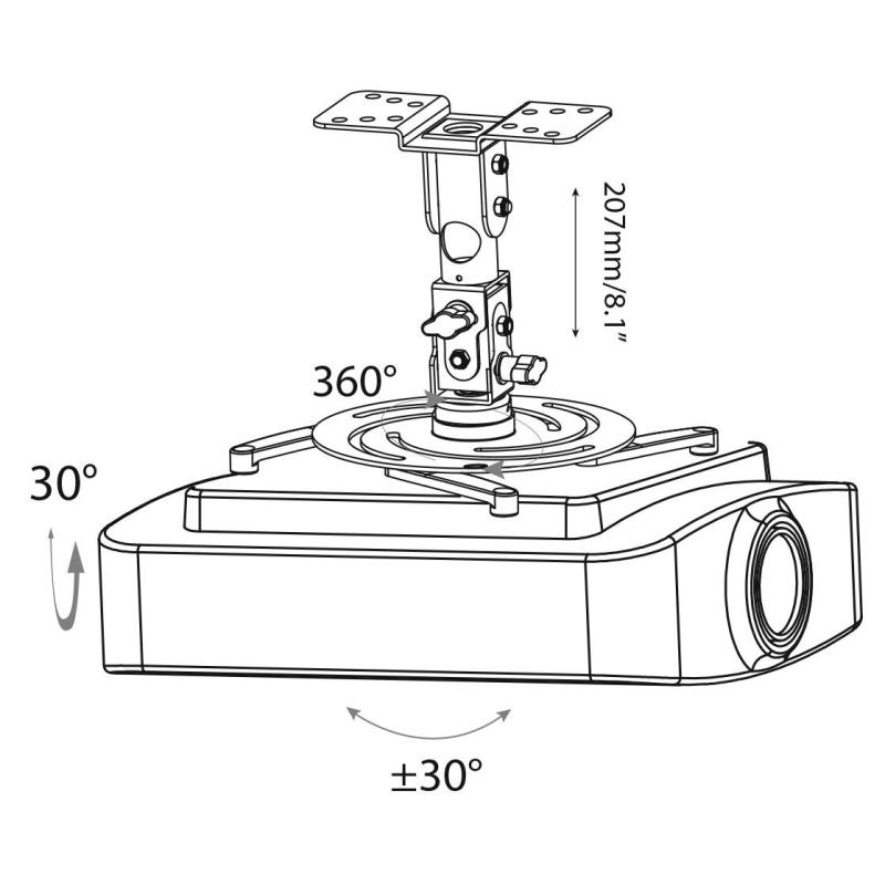 Кронштейн для проекторов Cactus CS-VM-PR04-BK потолочный, 21 кг, черный