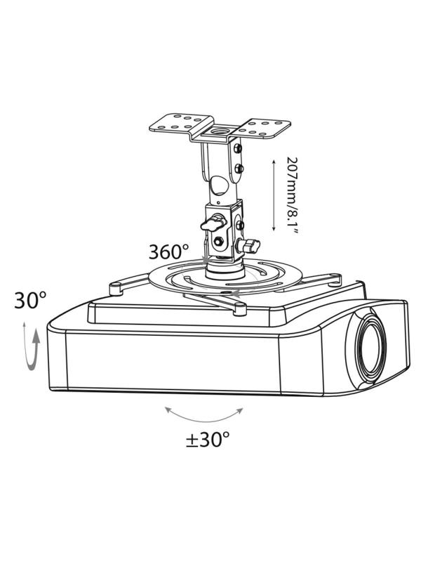Кронштейн для проекторов Cactus CS-VM-PR04-BK потолочный, 21 кг, черный