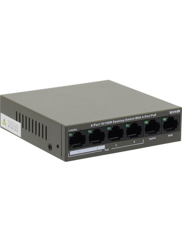 Коммутатор Tenda TEF1106P-4-63W (PoE, неуправл., 10/100 Mbps)